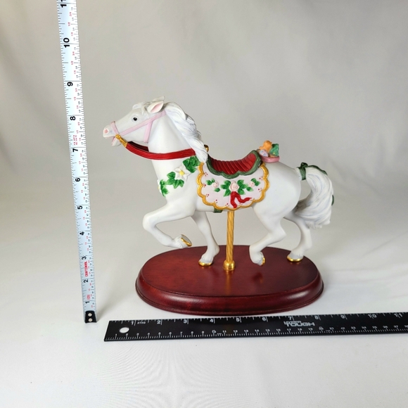 Vintage 1993 Lenox Christmas Carousel Horse Figurine Teddy Bear Wood Base 24k - Picture 8 of 13